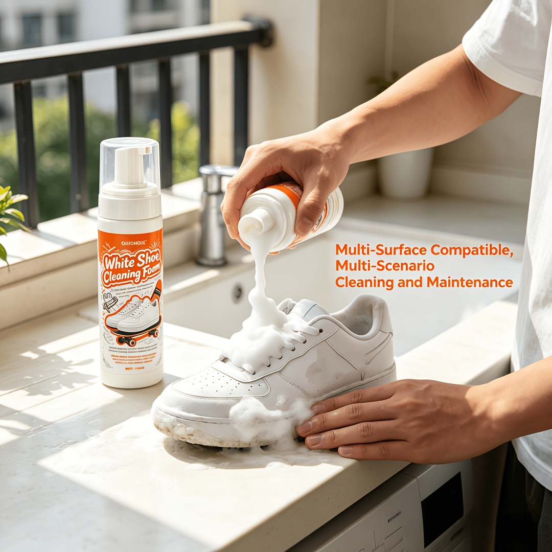 Sneaker Care Foam - 휴대용 무세척 화이트 슈즈 클리너 폼,