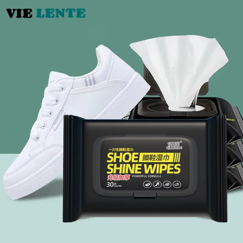 Sneaker Care White - 12-60Pcs 일회용 신발 깨끗한 물티슈 휴대용